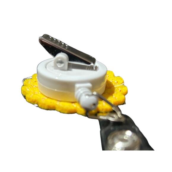 Felt Embroidered Sunflower Retractable Snap ID Holder Badge Reel Swivel Clip - Picture 7 of 7
